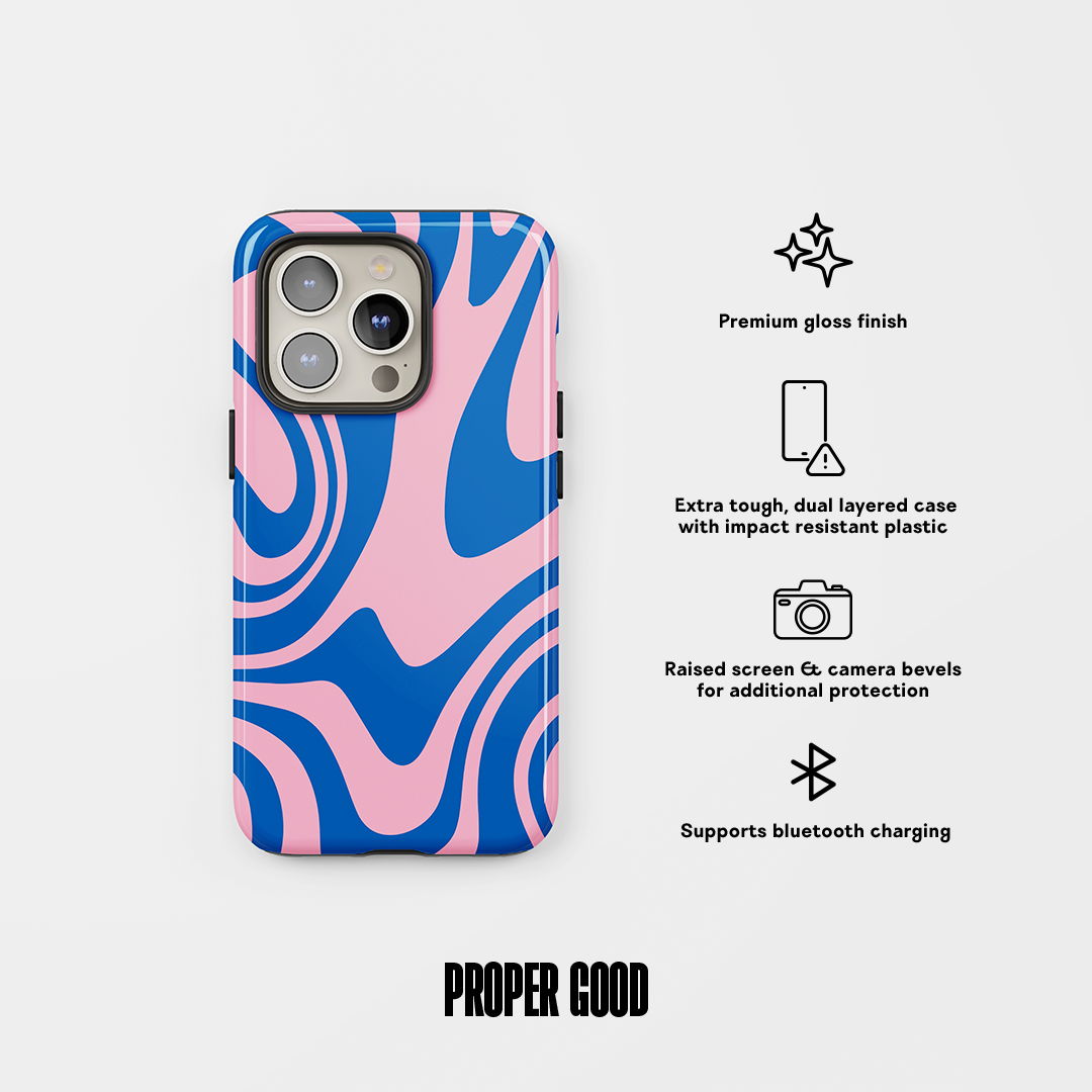 Groovy Marble Tough Phone Case Blue Pink