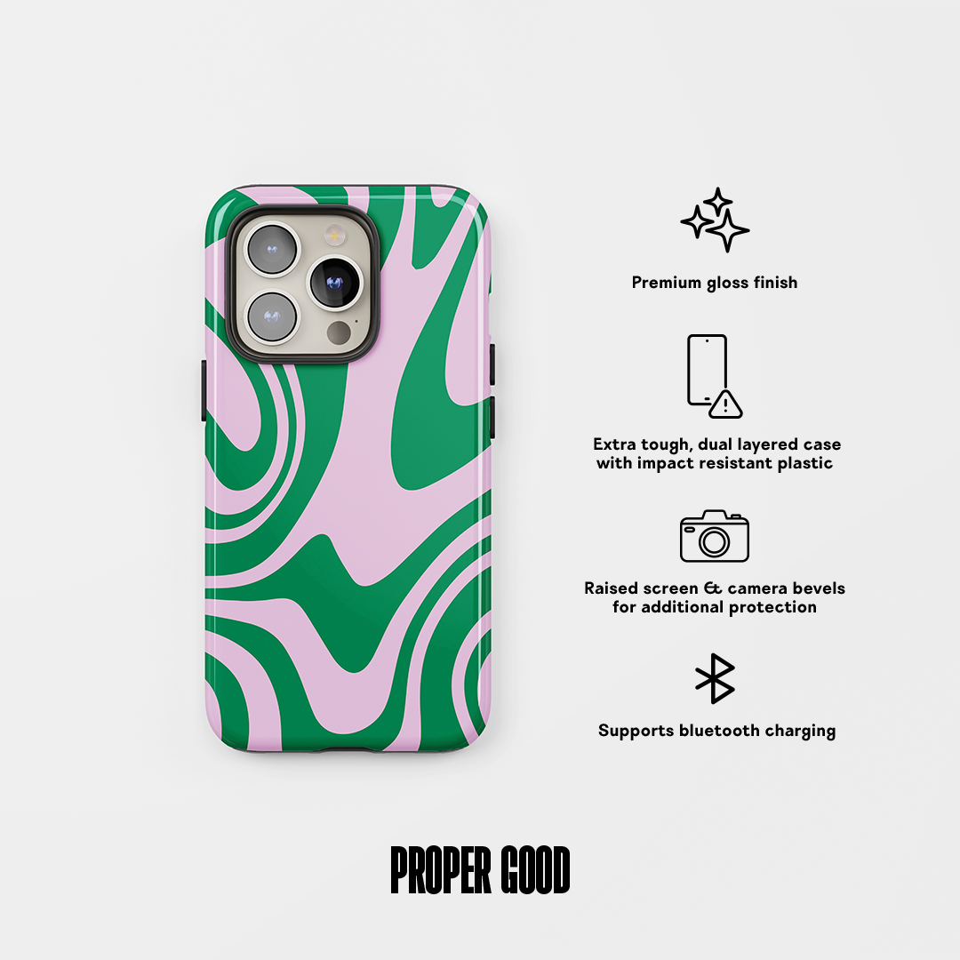 Groovy Marble Tough Phone Case Green Pink