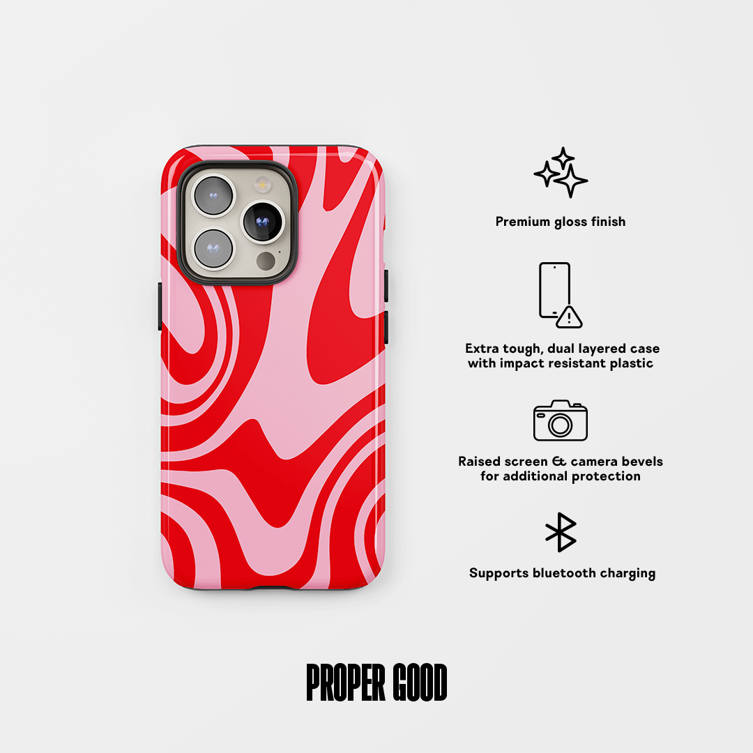 Groovy Marble Tough Phone Case Red Pink