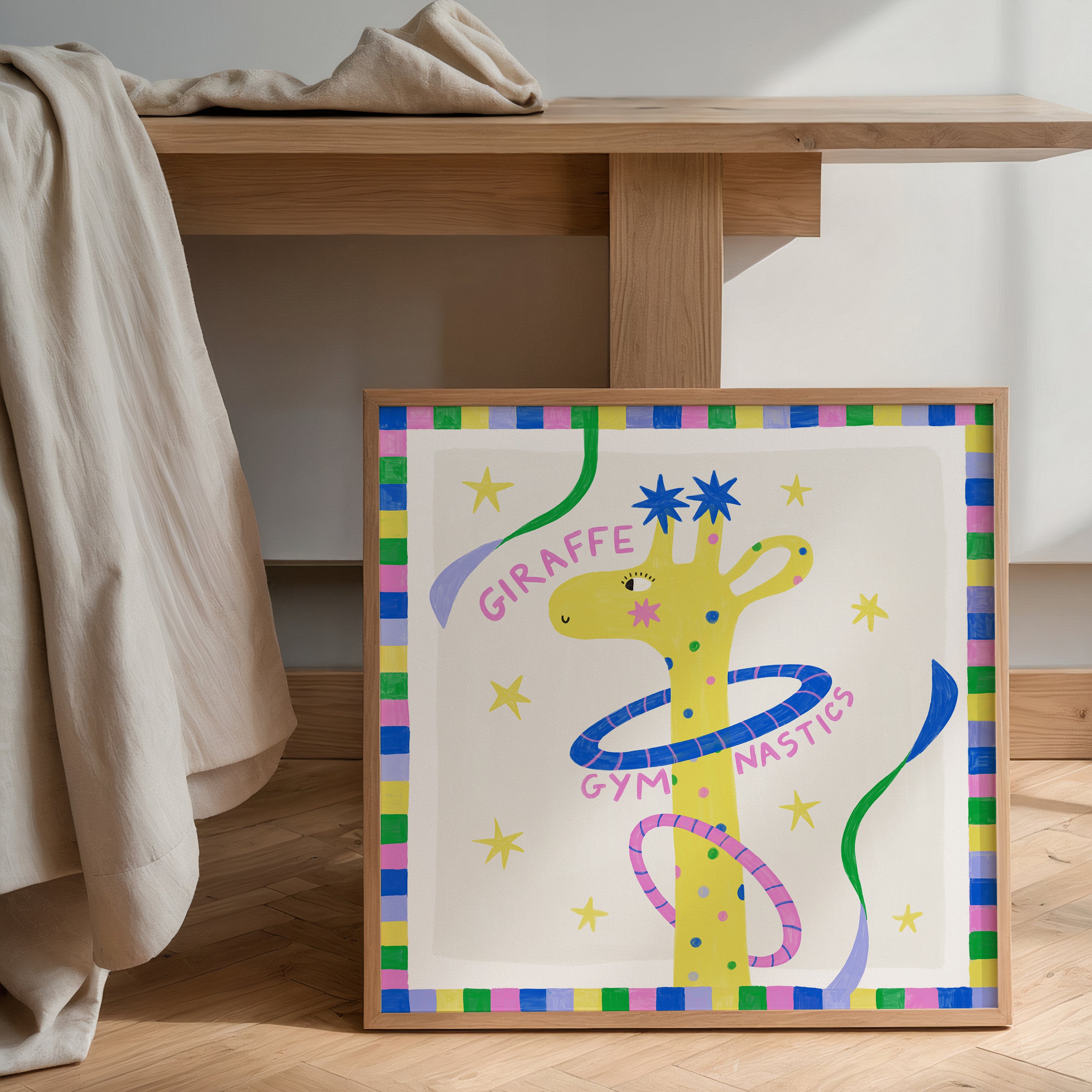 Giraffe Gymnastics Kids Print