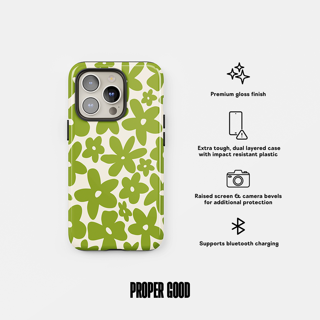 Floral Tough Phone Case Green