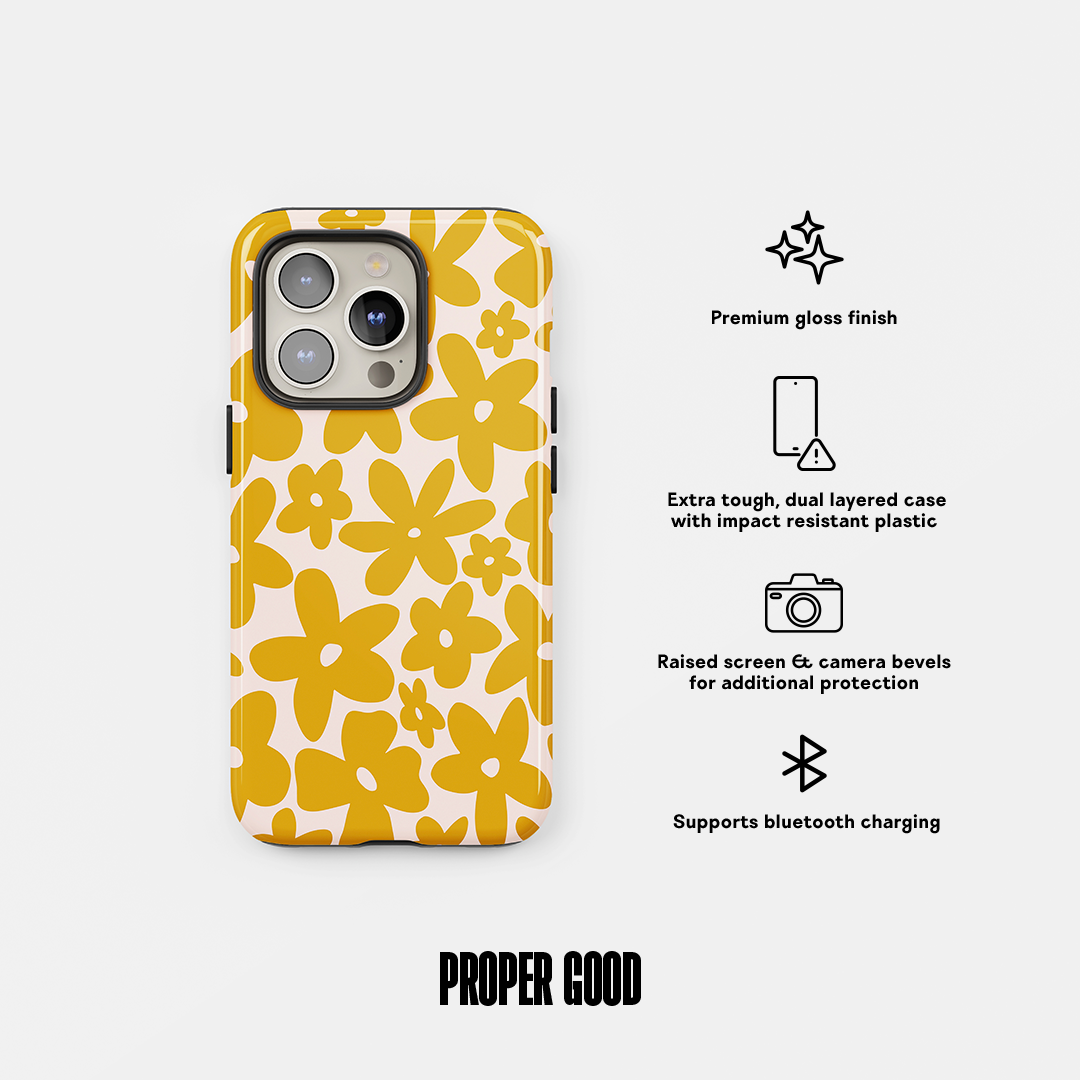 Floral Tough Phone Case Yellow