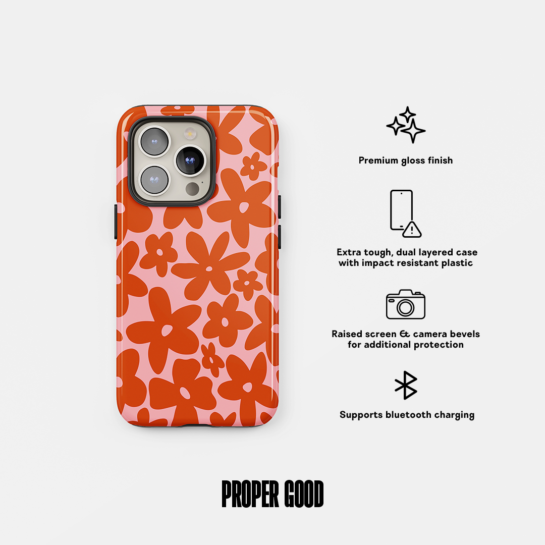 Floral Tough Phone Case Rust