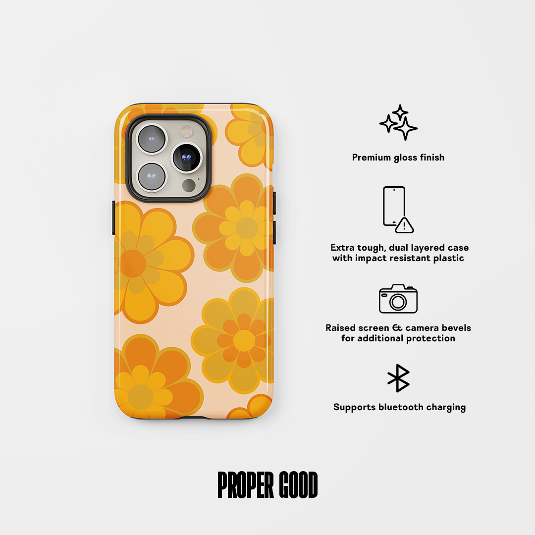Retro Florals Tough Phone Case Yellow