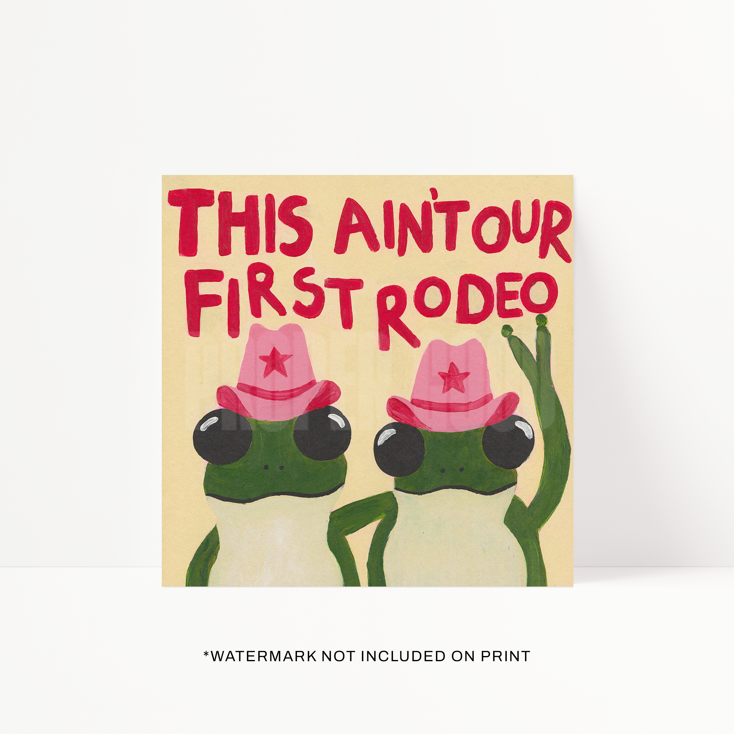 Frog Rodeo Cowgirl Hand Painted Art Print