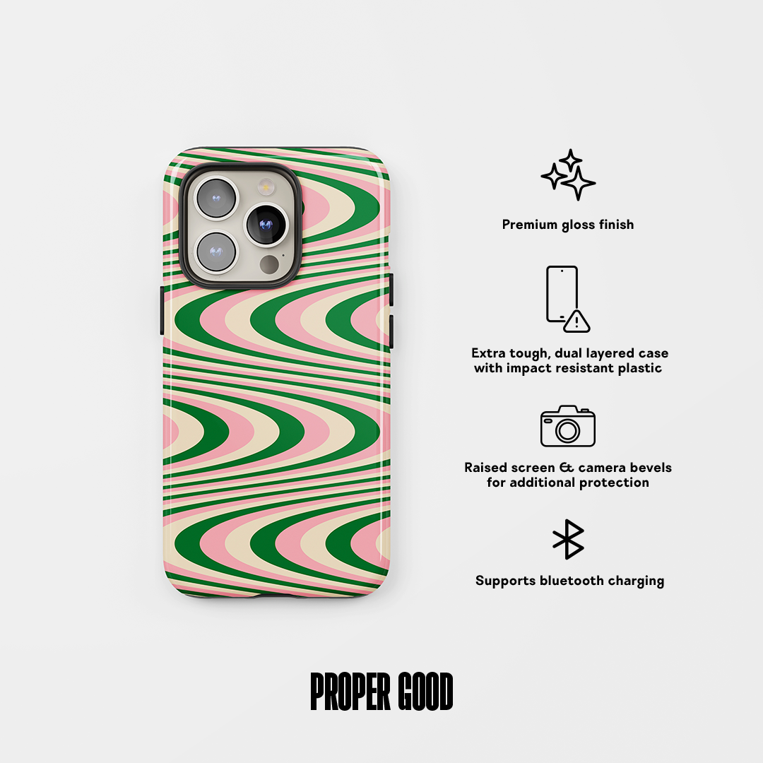 Wavy Tough Phone Case Green Pink