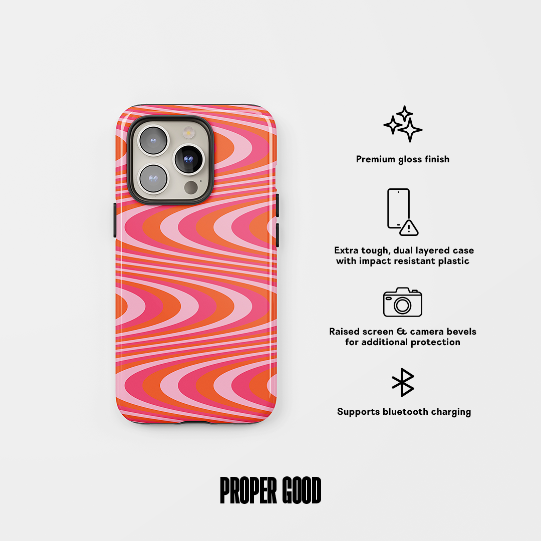 Wavy Tough Phone Case Pink Orange