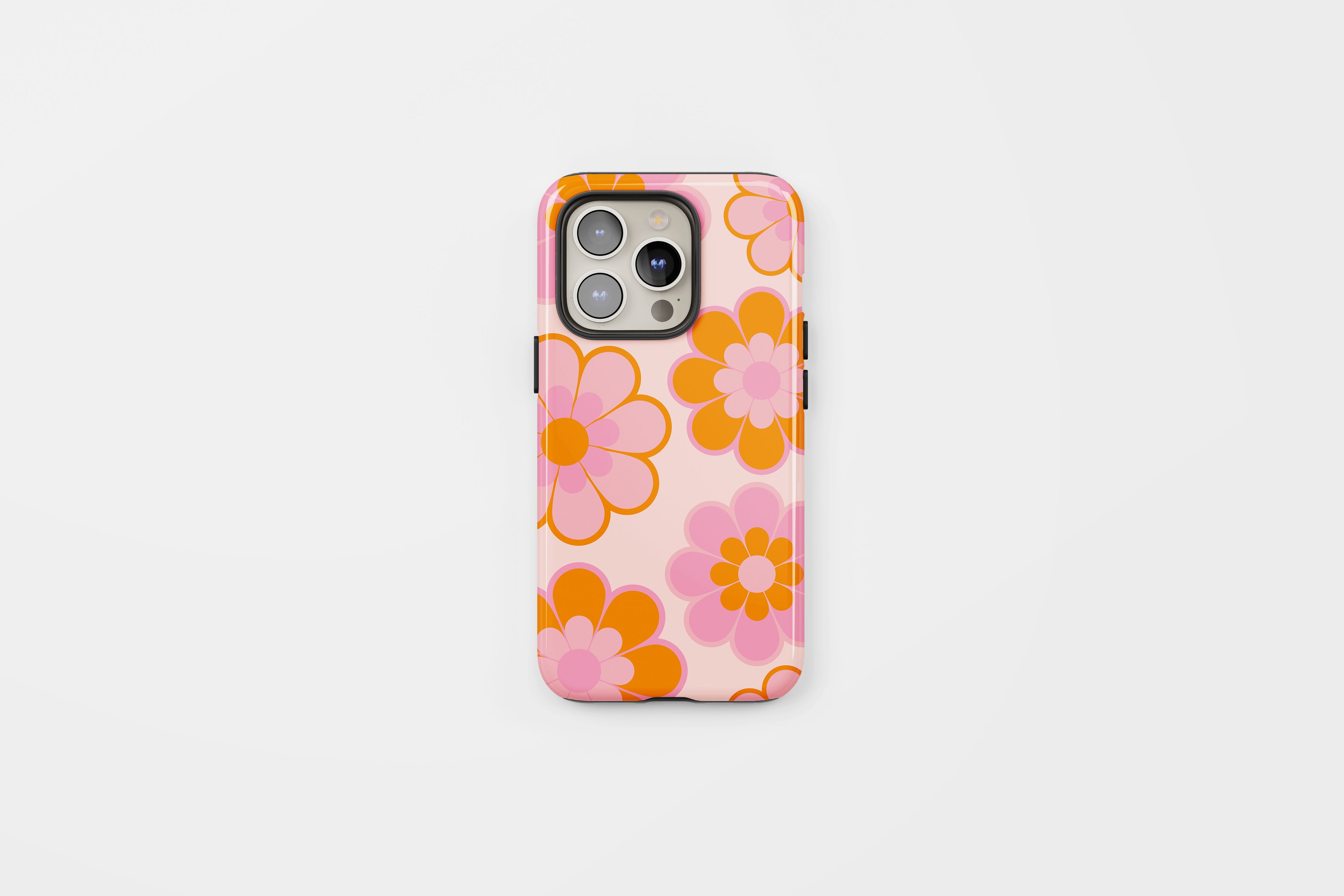 Retro Florals Tough Phone Case Pink Orange