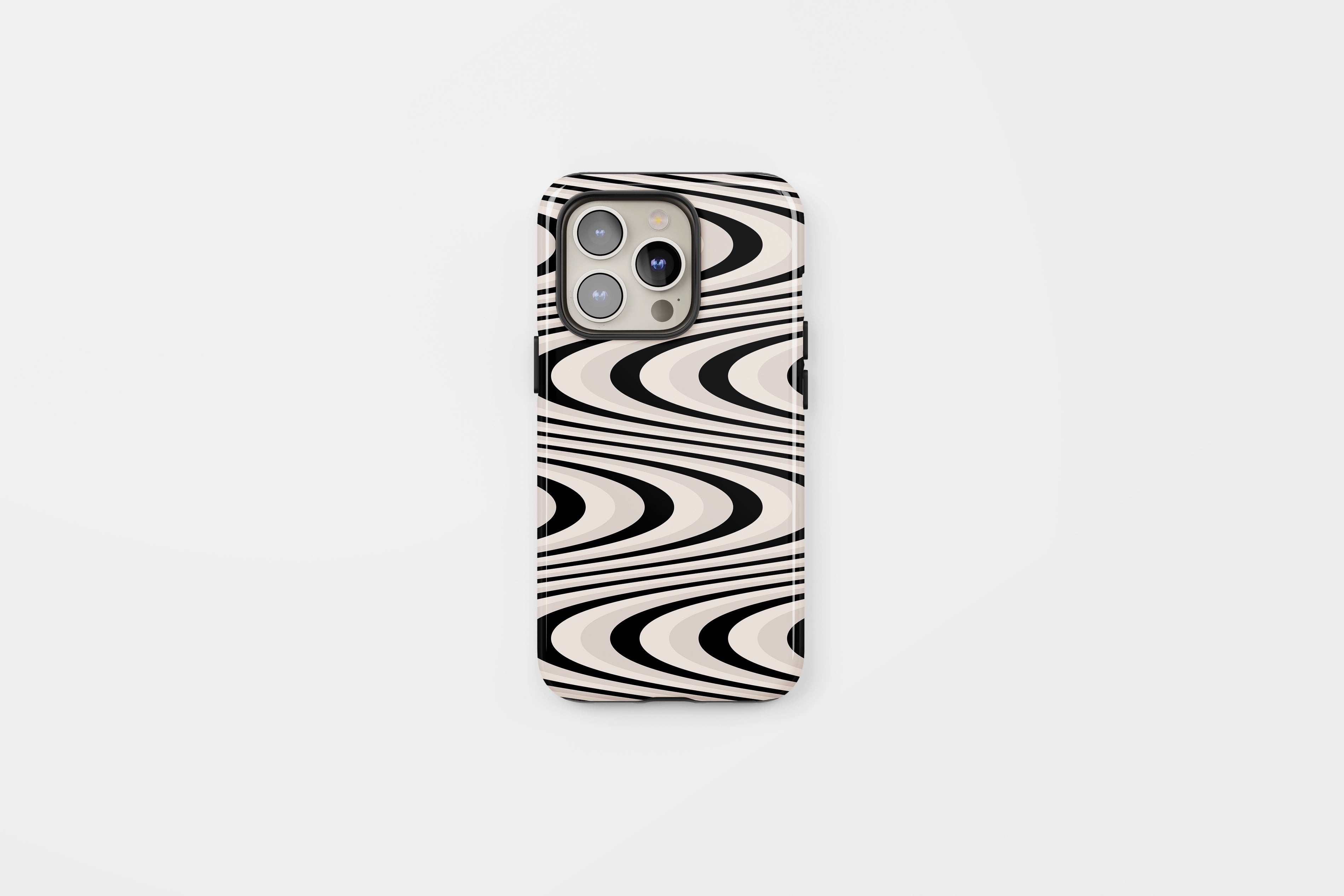 Wavy Tough Phone Case Black White