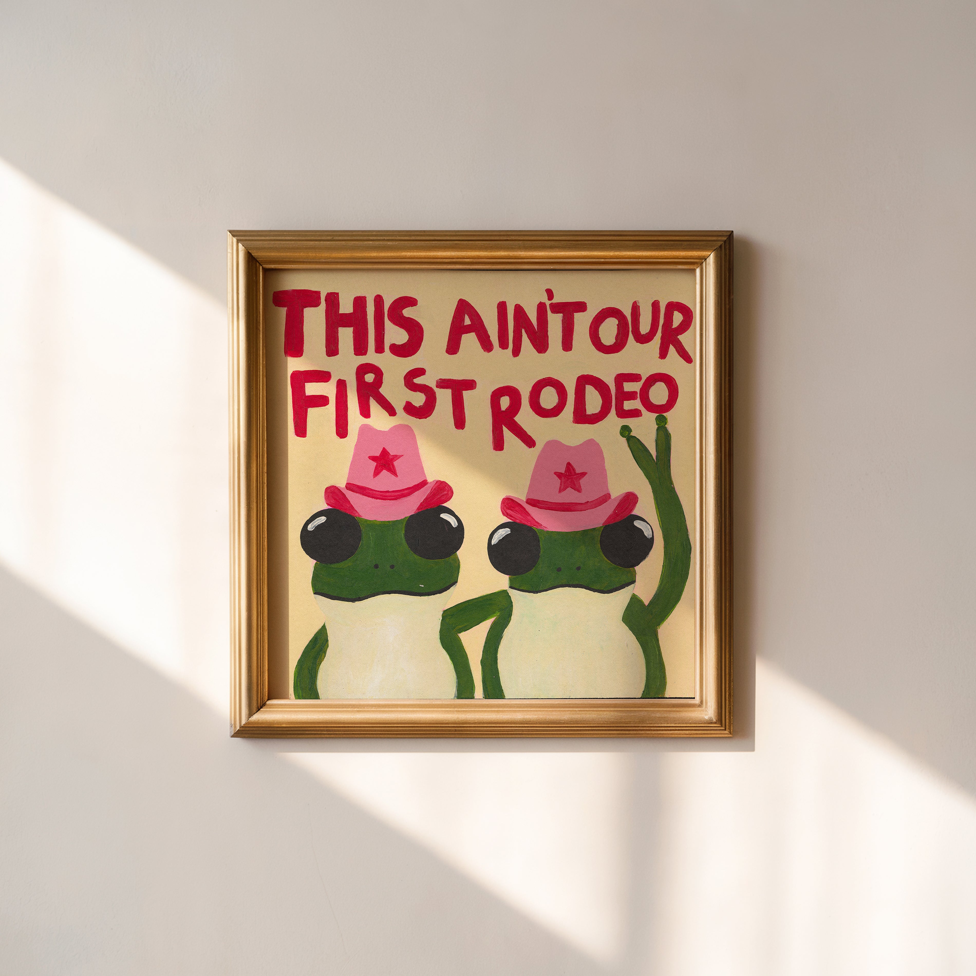 Frog Rodeo Cowgirl Hand Painted Art Print