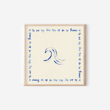 By The Sea Quote Square Hand Painted Print