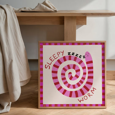 Sleepy Worm Kids Print