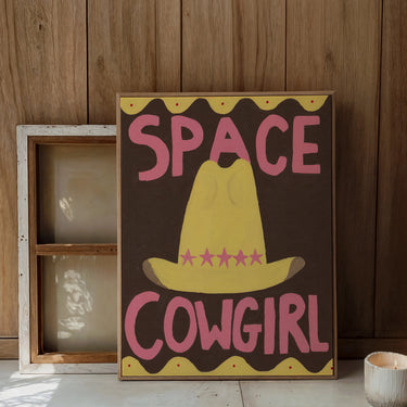 Space Cowgirl Hand Painted Art Print