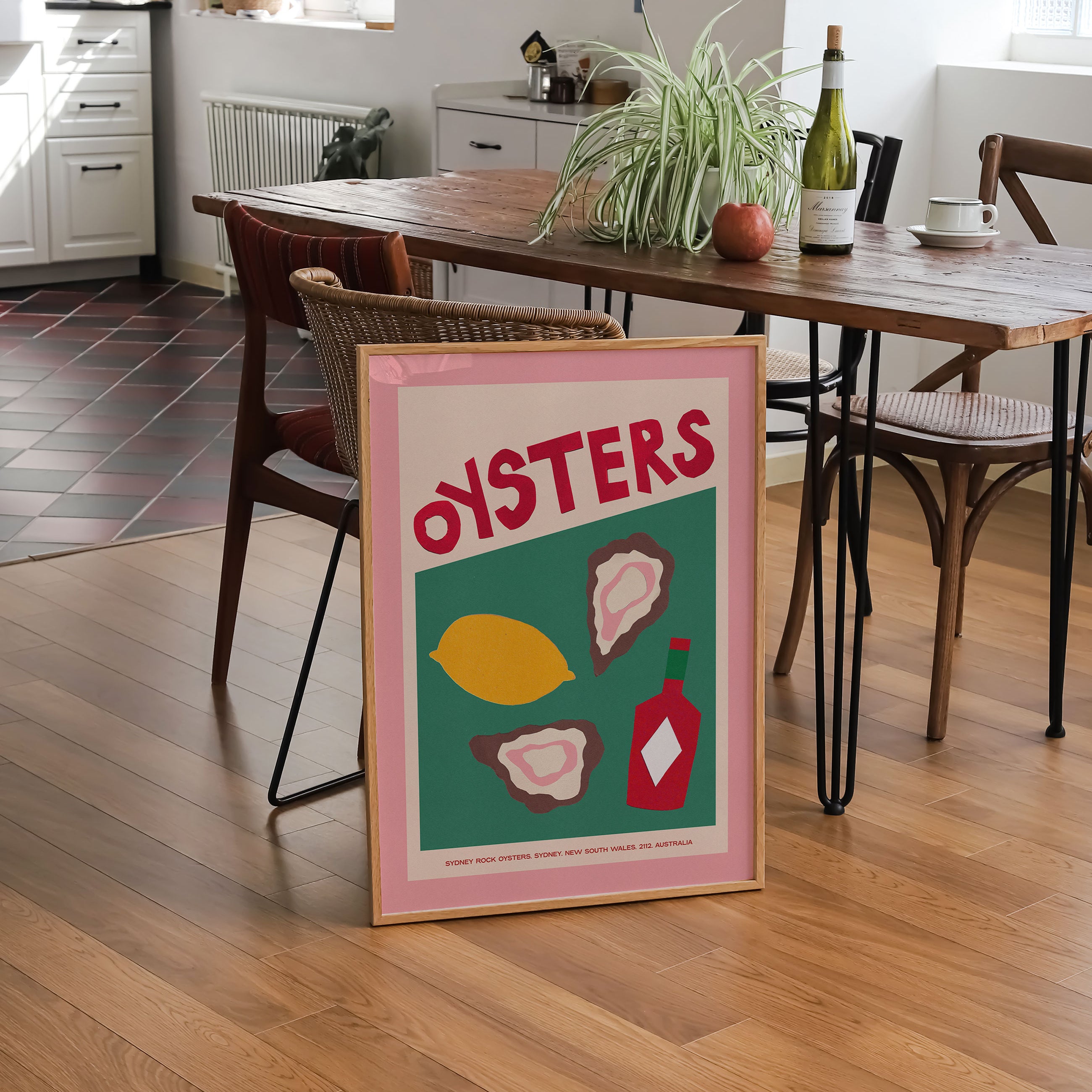 Oysters Hand Collaged Print