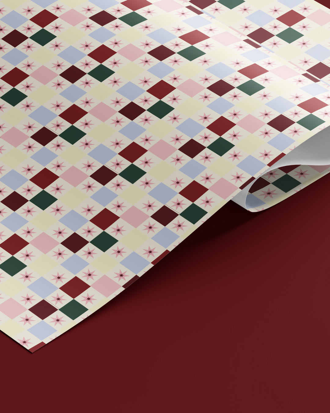 Christmas Check & Stars Wrapping Paper