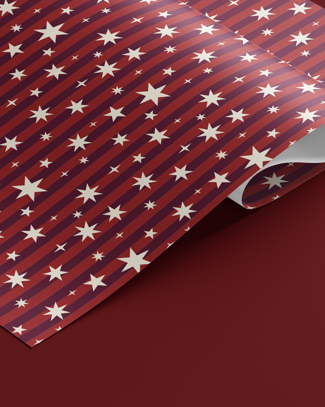 Christmas Stars Stripes Wrapping Paper