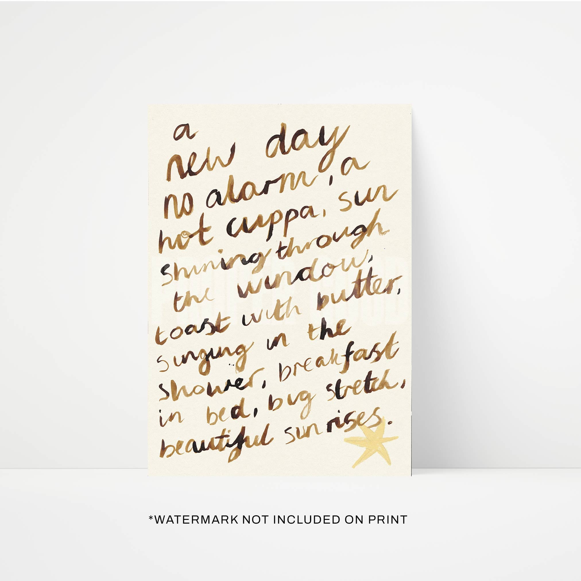 Mornings Quote Bedroom Hand Painted Print