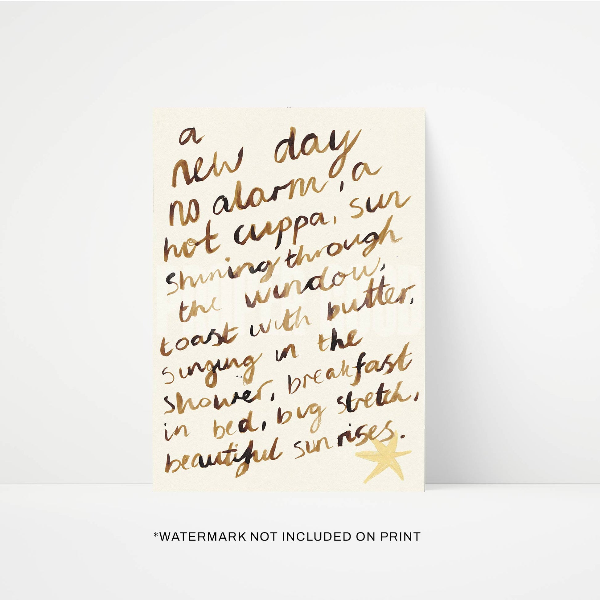Mornings Quote Bedroom Hand Painted Print