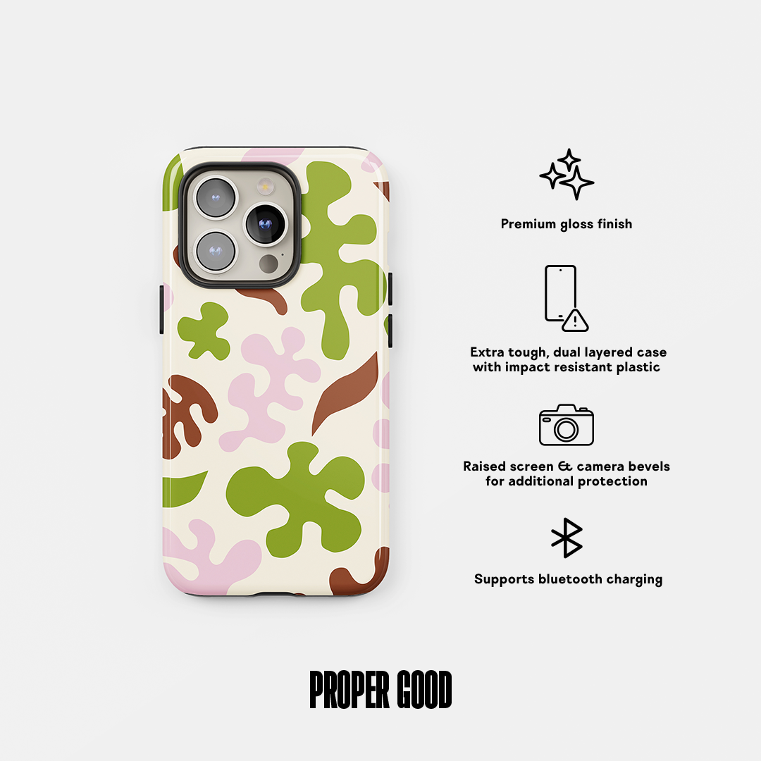Abstract Matisse Inspired Tough Phone Case Green Pink Brown