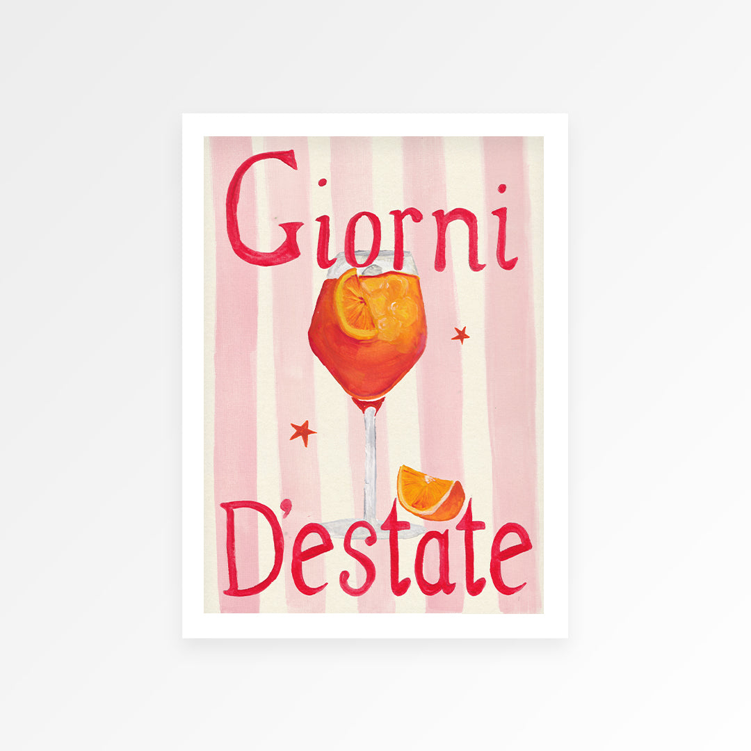 Summer's Day Aperol Hand Painted Print
