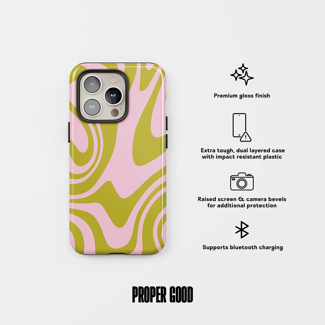 Groovy Marble Tough Phone Case Sage Pink