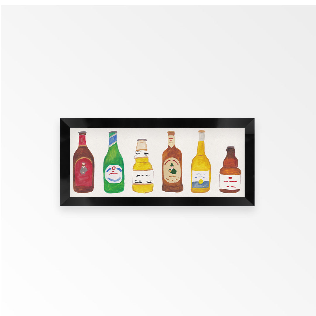 Beer Bottles Panoramic Framed Print