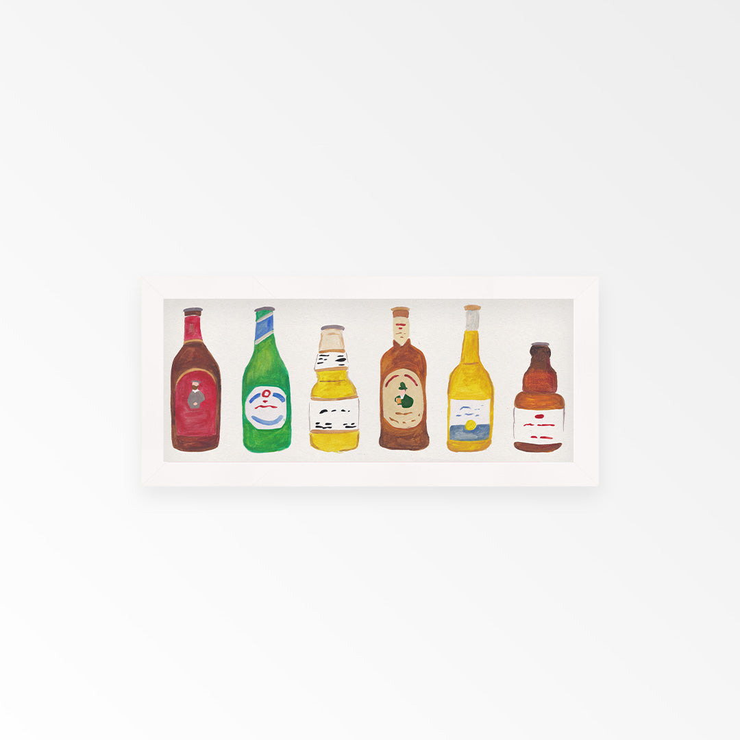 Beer Bottles Panoramic Framed Print