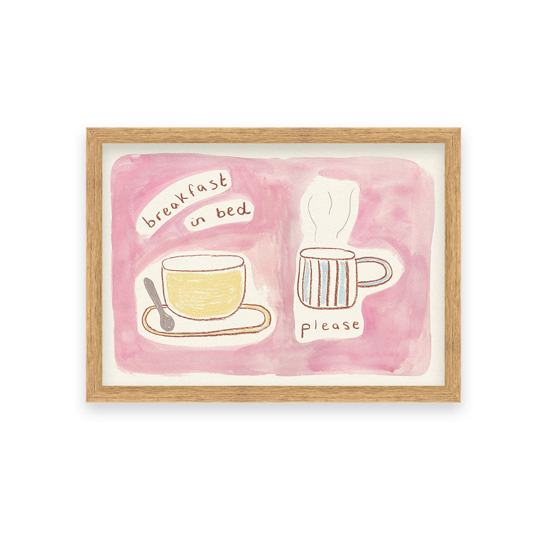Breakfast in Bed Quote Hand Painted Print