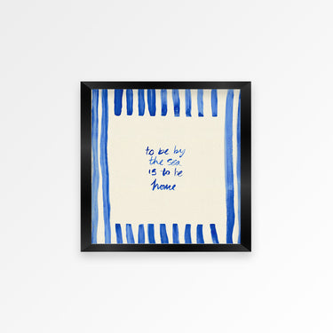 By The Sea Quote Striped Square Hand Painted Print