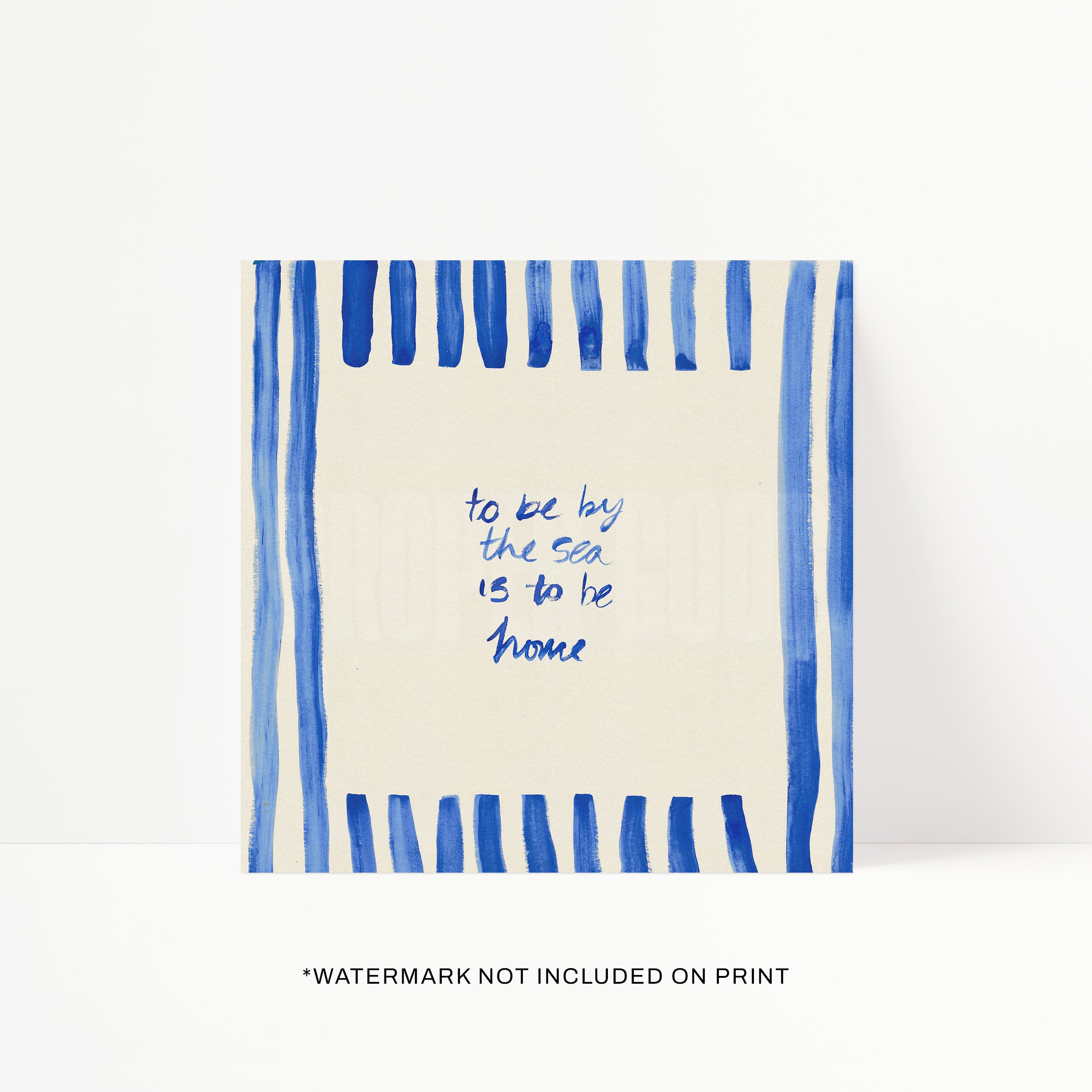 By The Sea Quote Striped Square Hand Painted Print