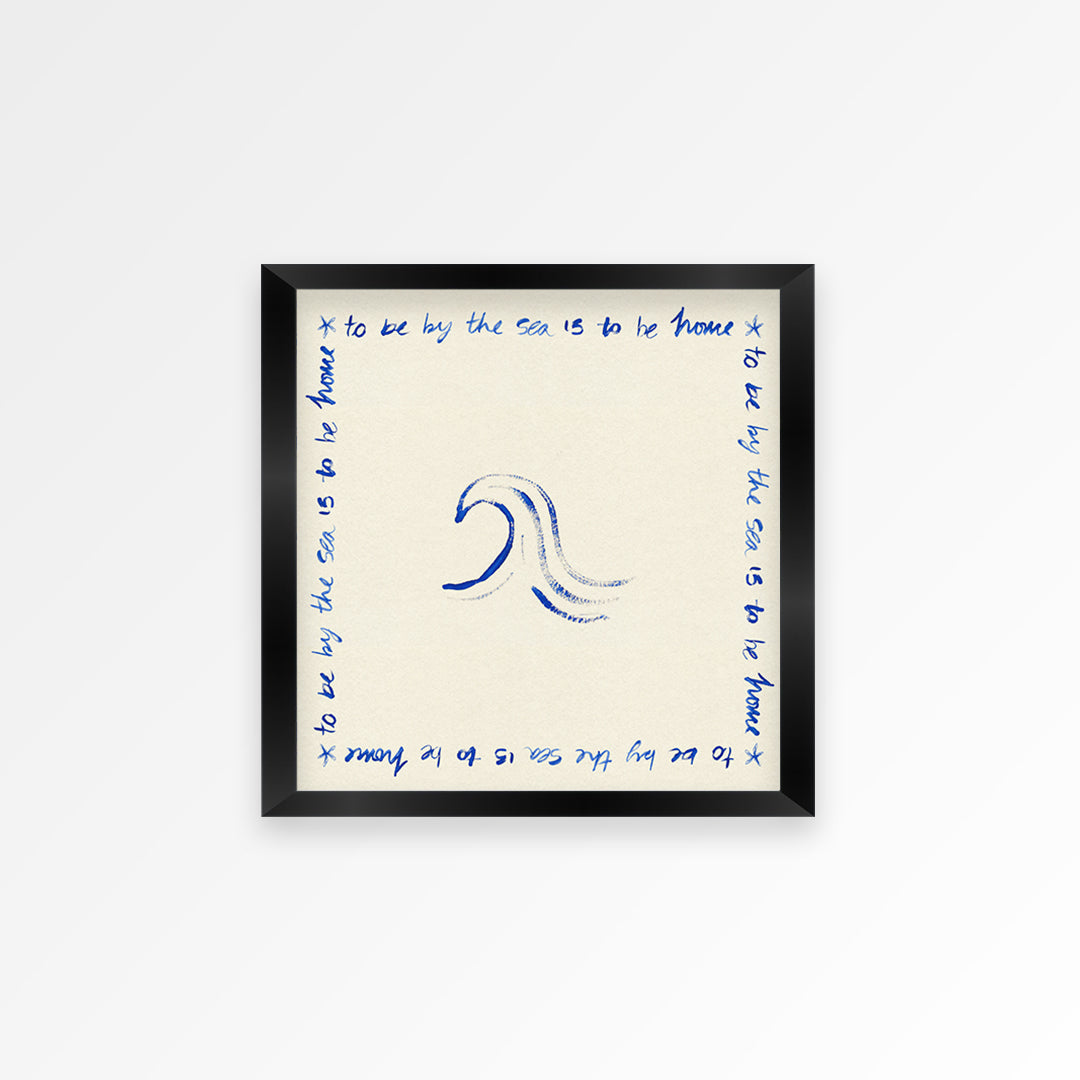 By The Sea Quote Square Hand Painted Print