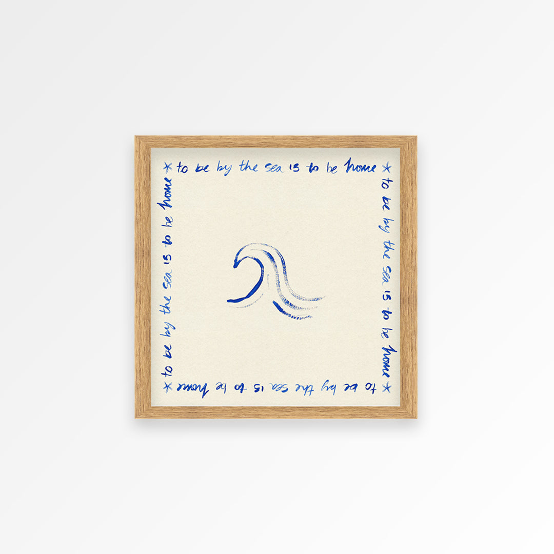 By The Sea Quote Square Hand Painted Print