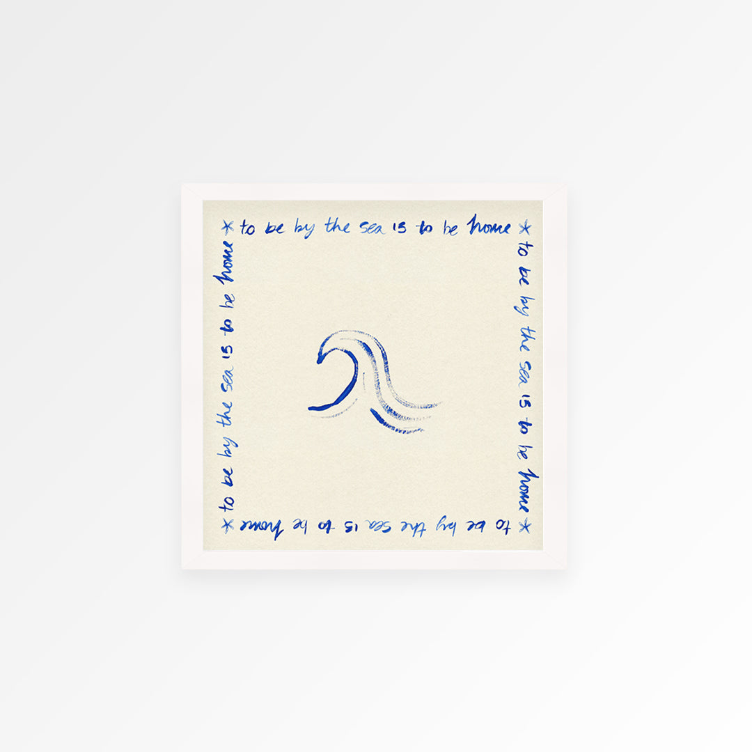 By The Sea Quote Square Hand Painted Print