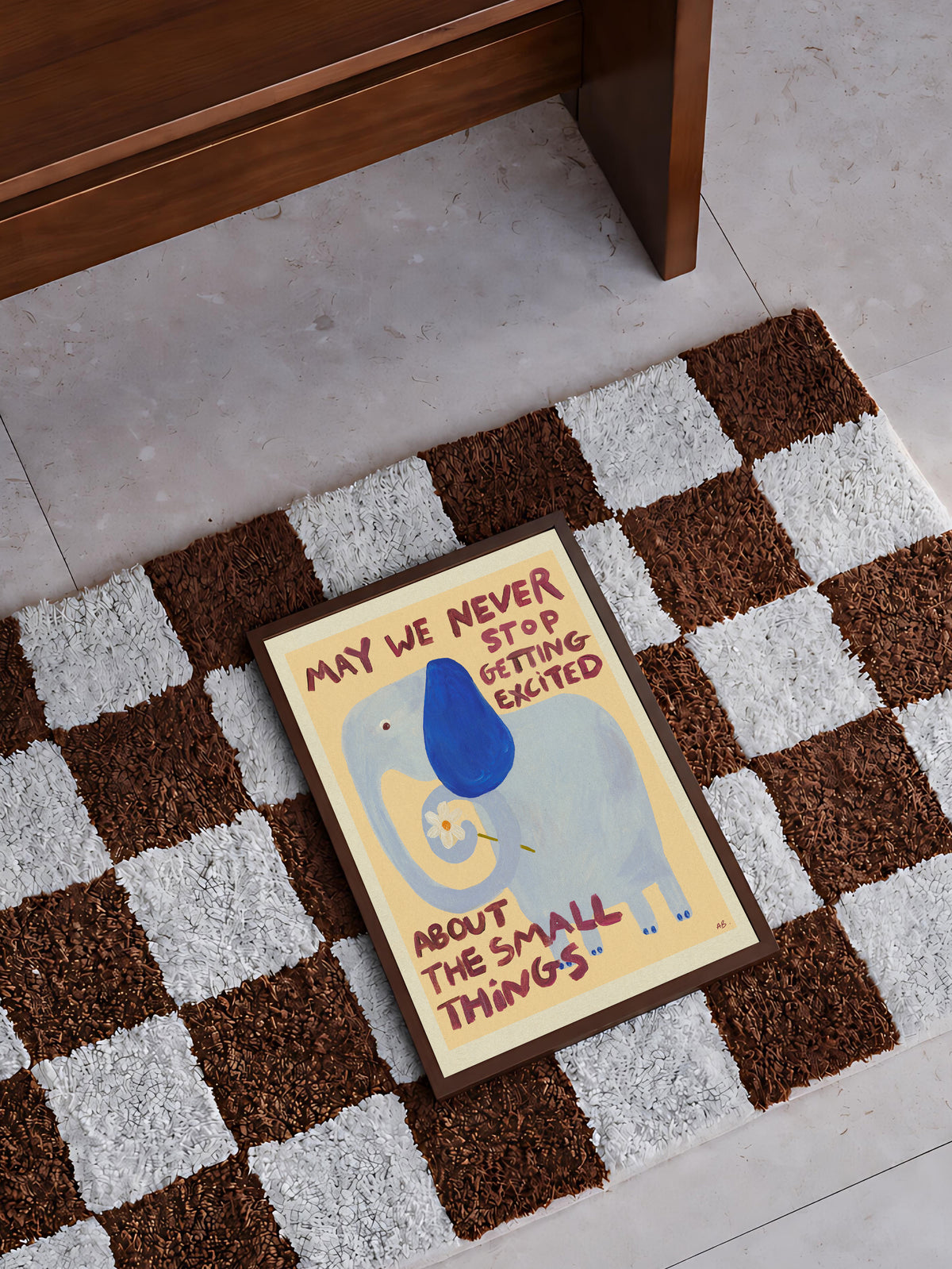 Elephant Positive Quote Hand Painted Print