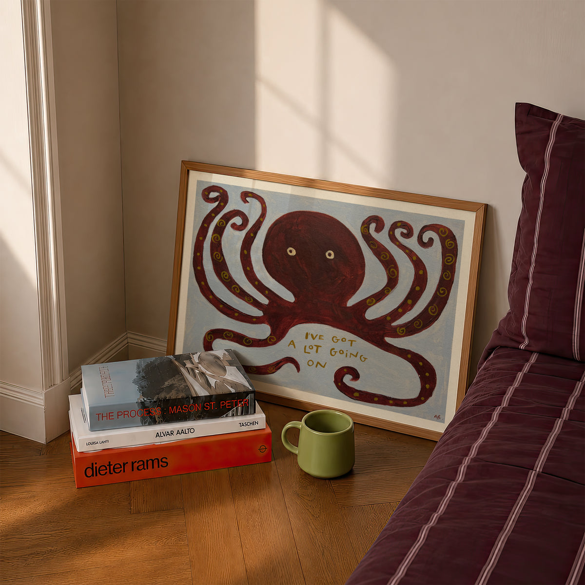 Busy Octopus Quote Hand Painted Print