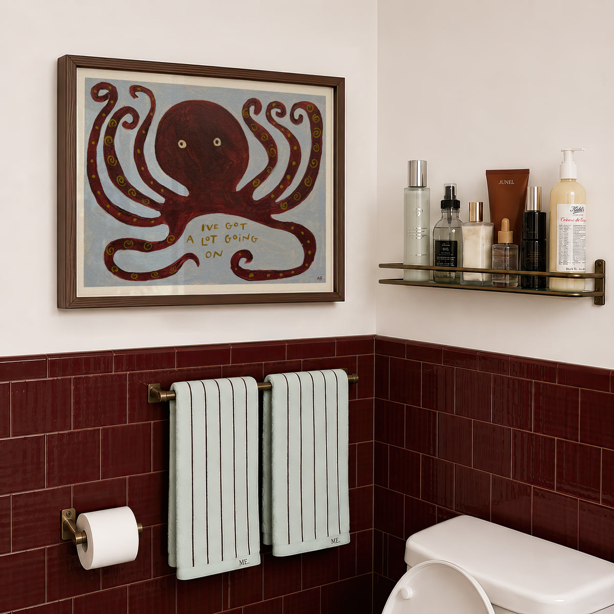 Busy Octopus Quote Hand Painted Print