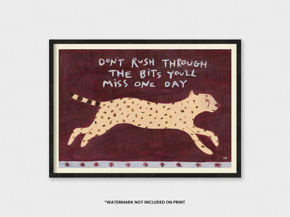Racing Cheetah Quote Hand Painted Print
