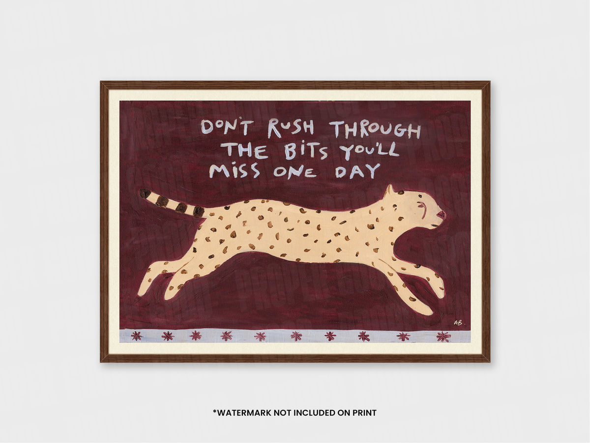 Racing Cheetah Quote Hand Painted Print
