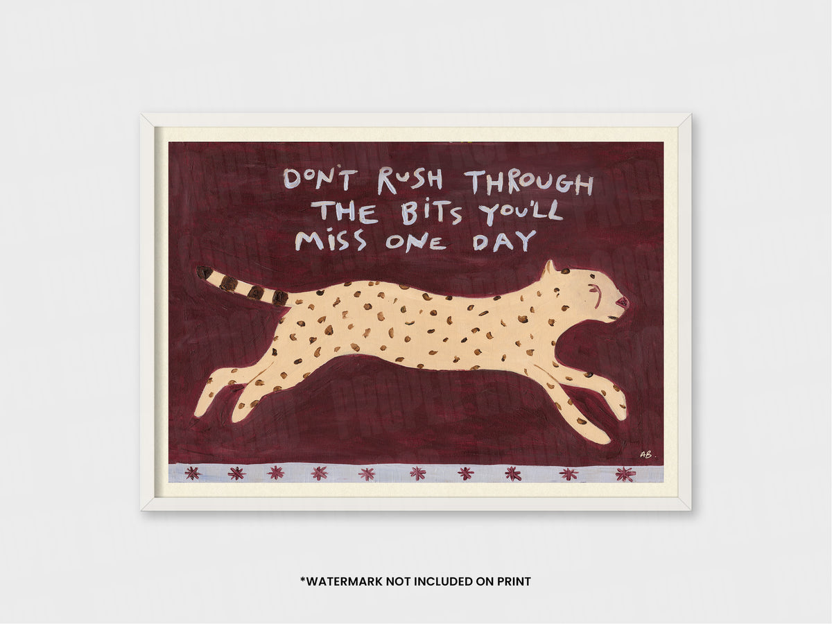 Racing Cheetah Quote Hand Painted Print