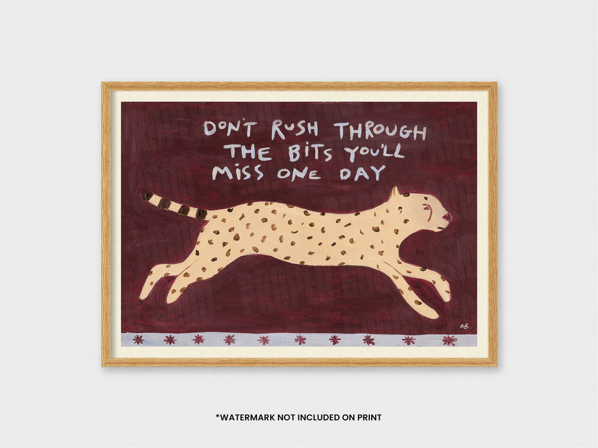 Racing Cheetah Quote Hand Painted Print