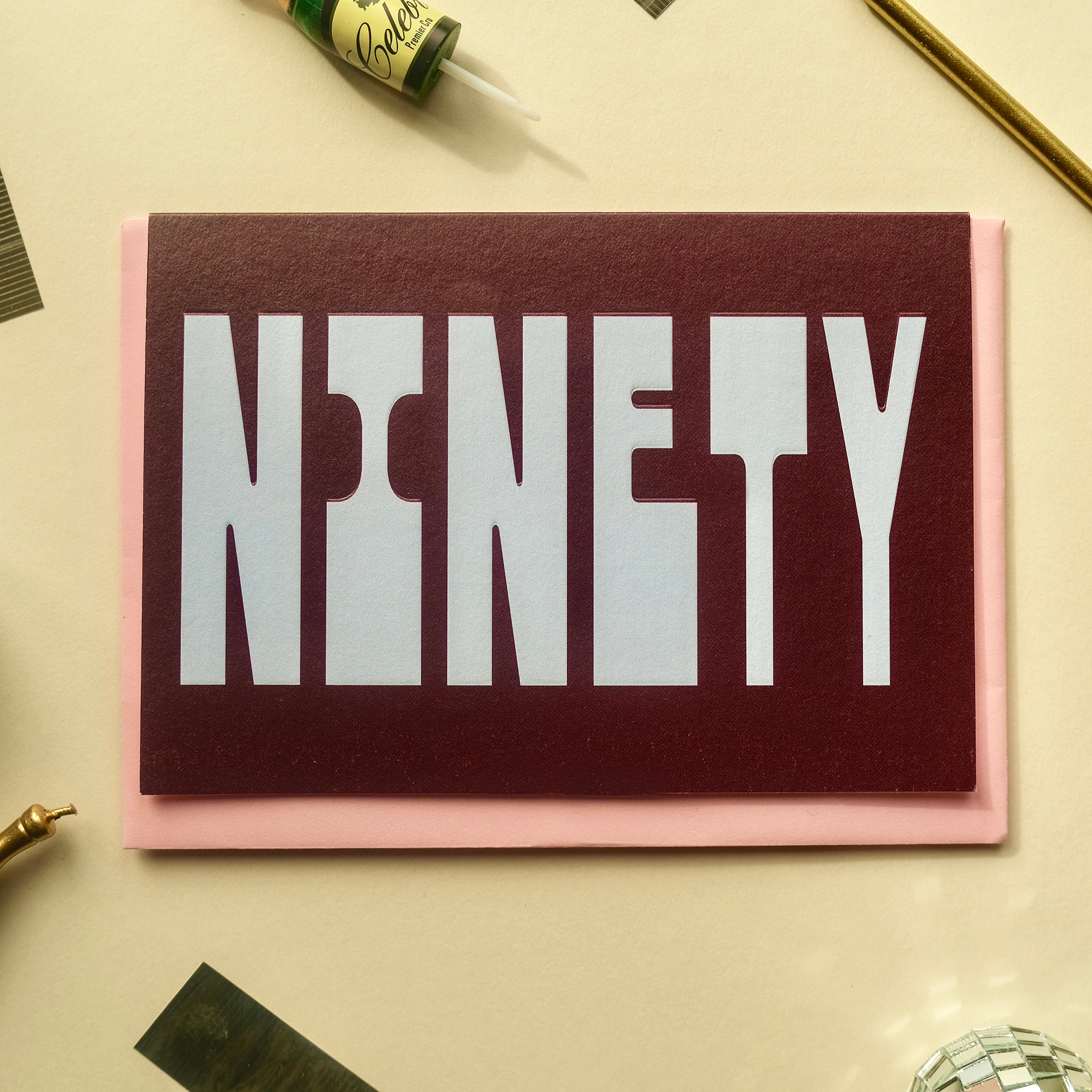 90 Age Greetings Card | Embossed