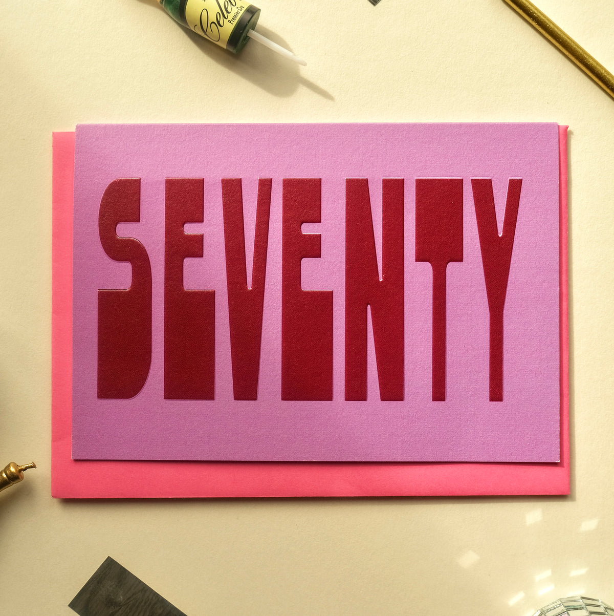 70 Age Greetings Card | Embossed