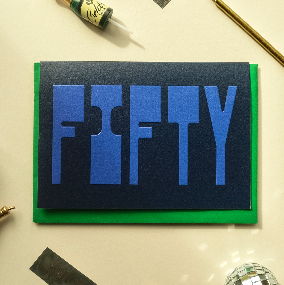 50 Age Greetings Card | Embossed