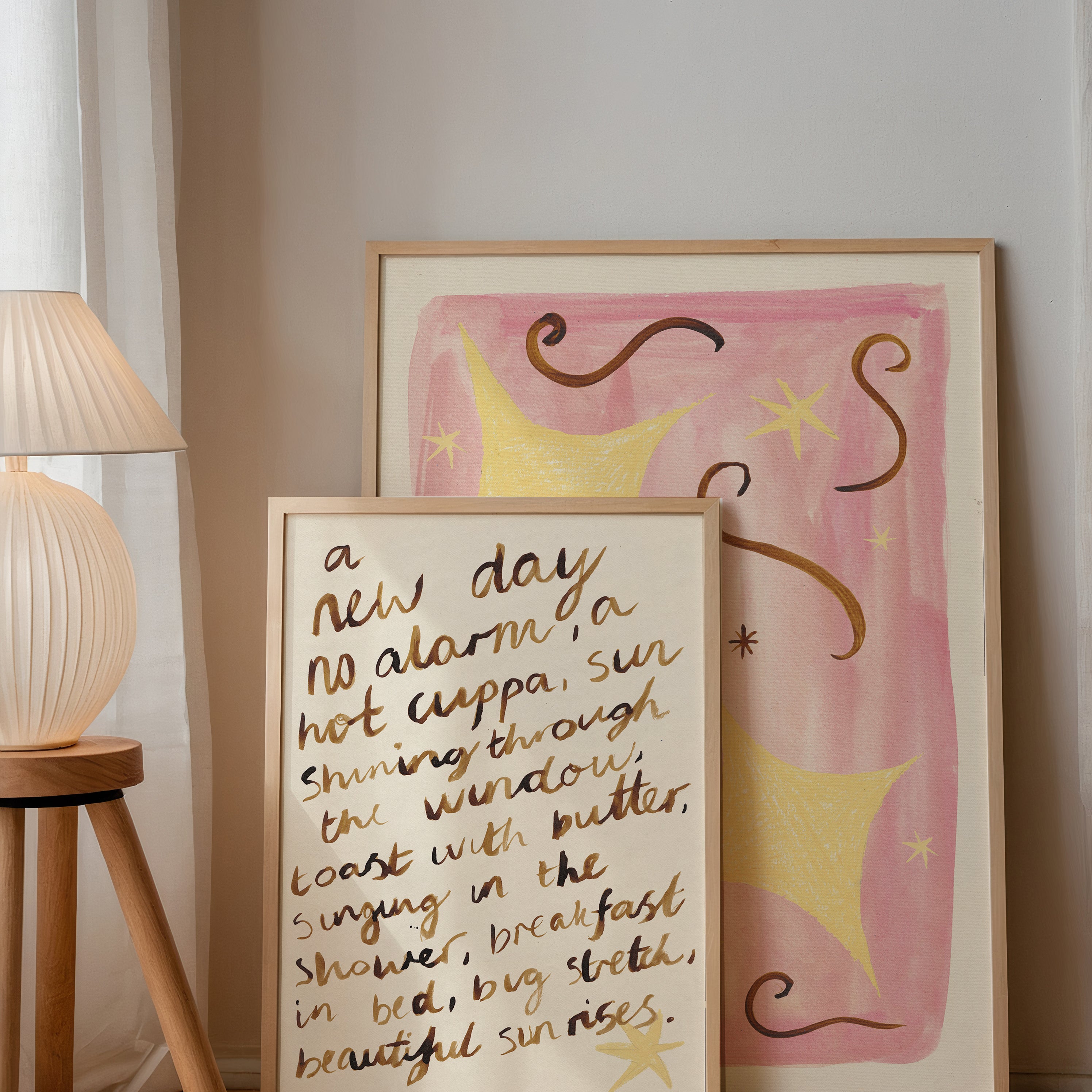 Mornings Quote Bedroom Hand Painted Print
