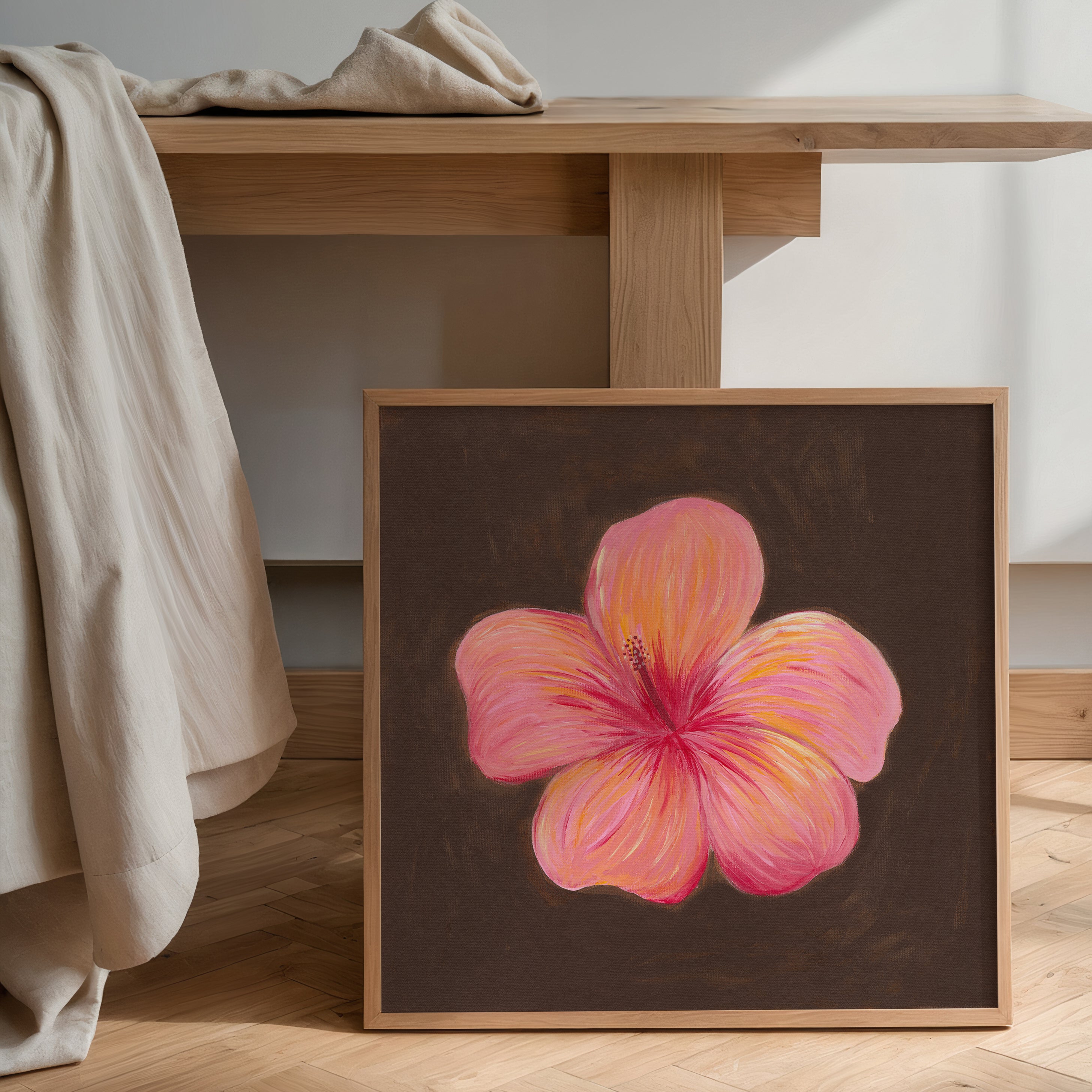 Hibiscus Flower Hand Painted Art Print