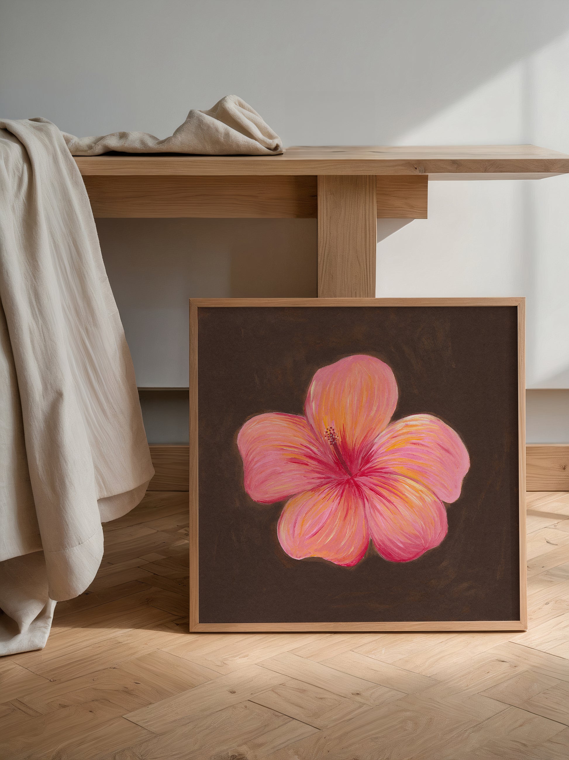 Hibiscus Flower Hand Painted Art Print