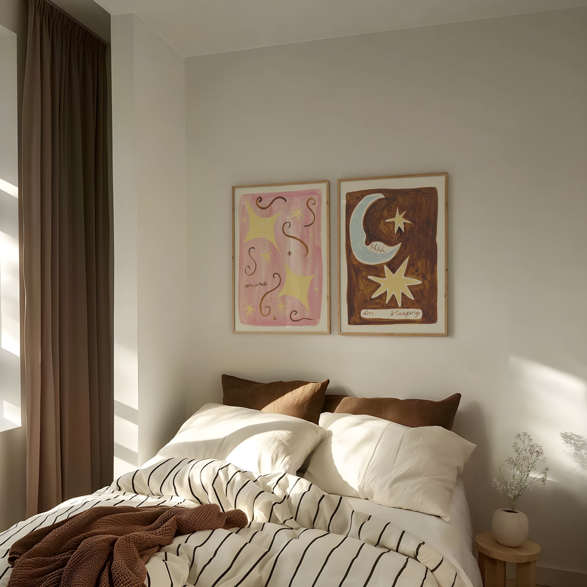 Sleeping Bedroom Quote Hand Painted Print
