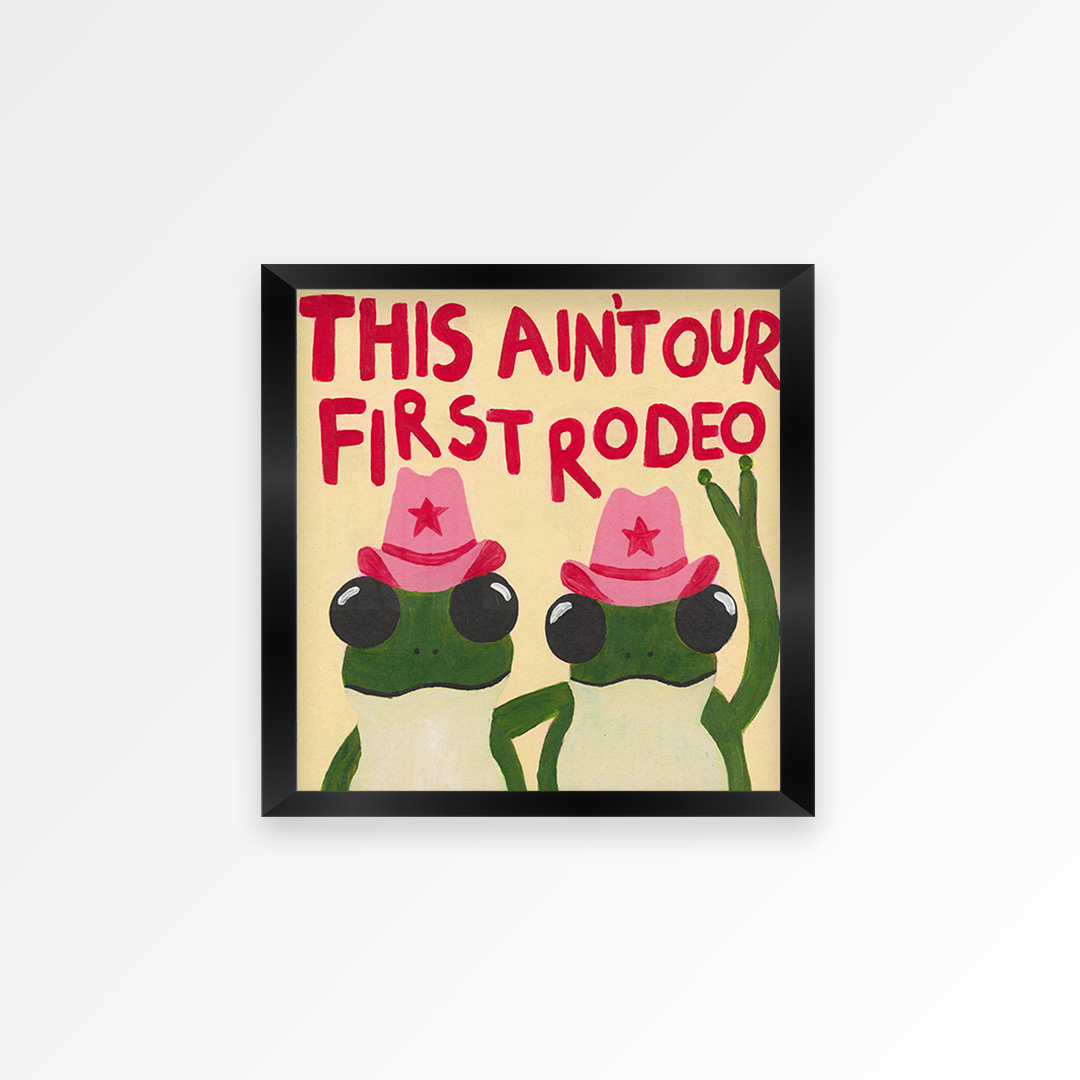 Frog Rodeo Cowgirl Hand Painted Art Print