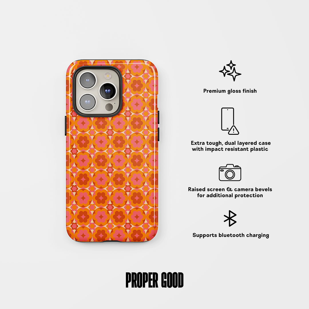 Retro Pattern Tough Phone Case Orange