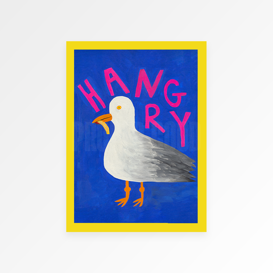 Hangry Bird Hand Painted Art Print